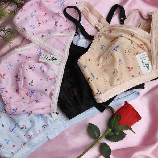 4 Piece Comfortable Printed jersey bra